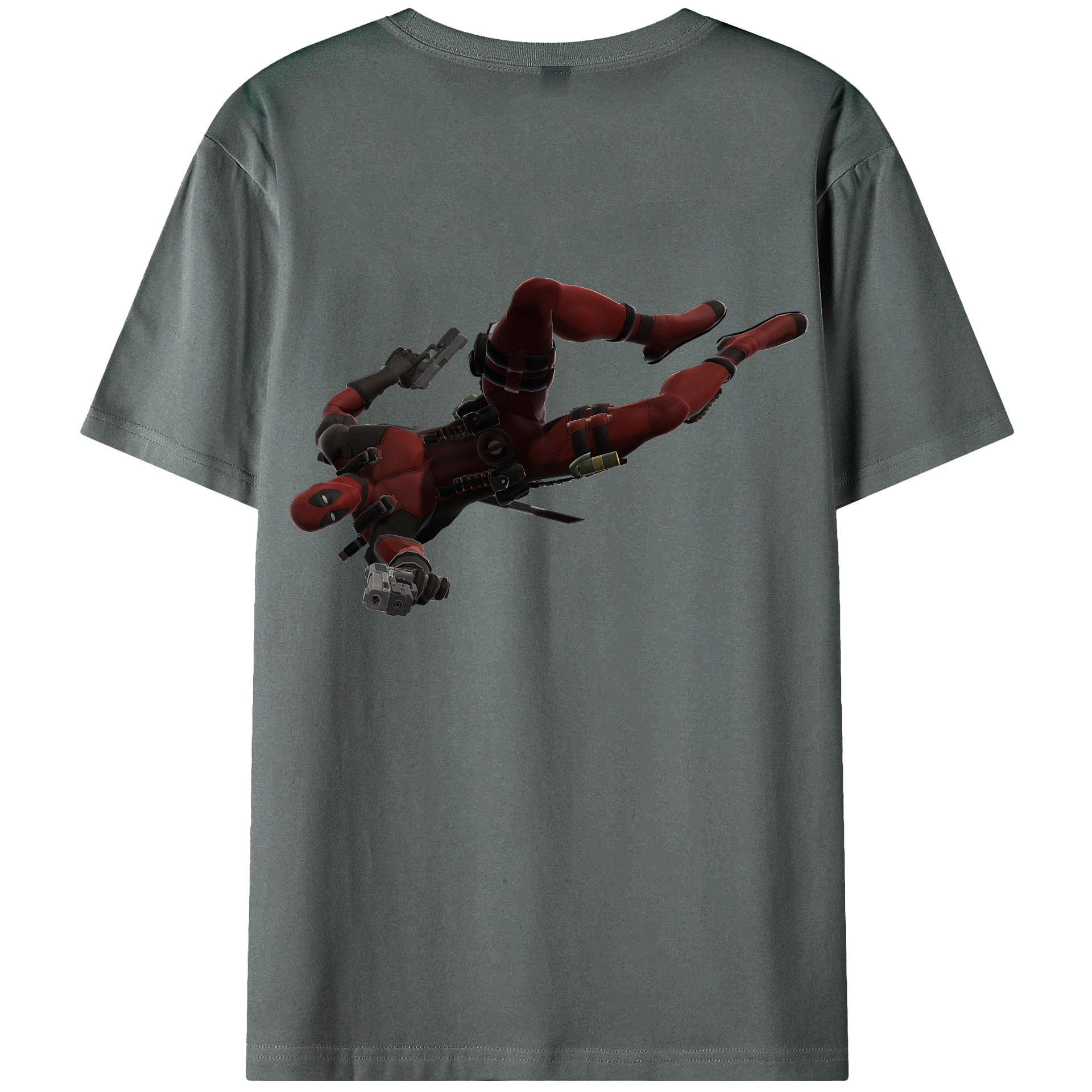 （画像用） Deadpool デッドプール 綿100％ メンズ半袖Tシャツ（バックプリント） 通気性